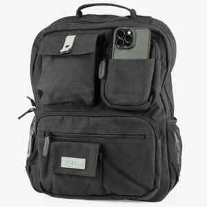 Bella Russo Black Canvas Laptop Backpack with USB Port NWOT